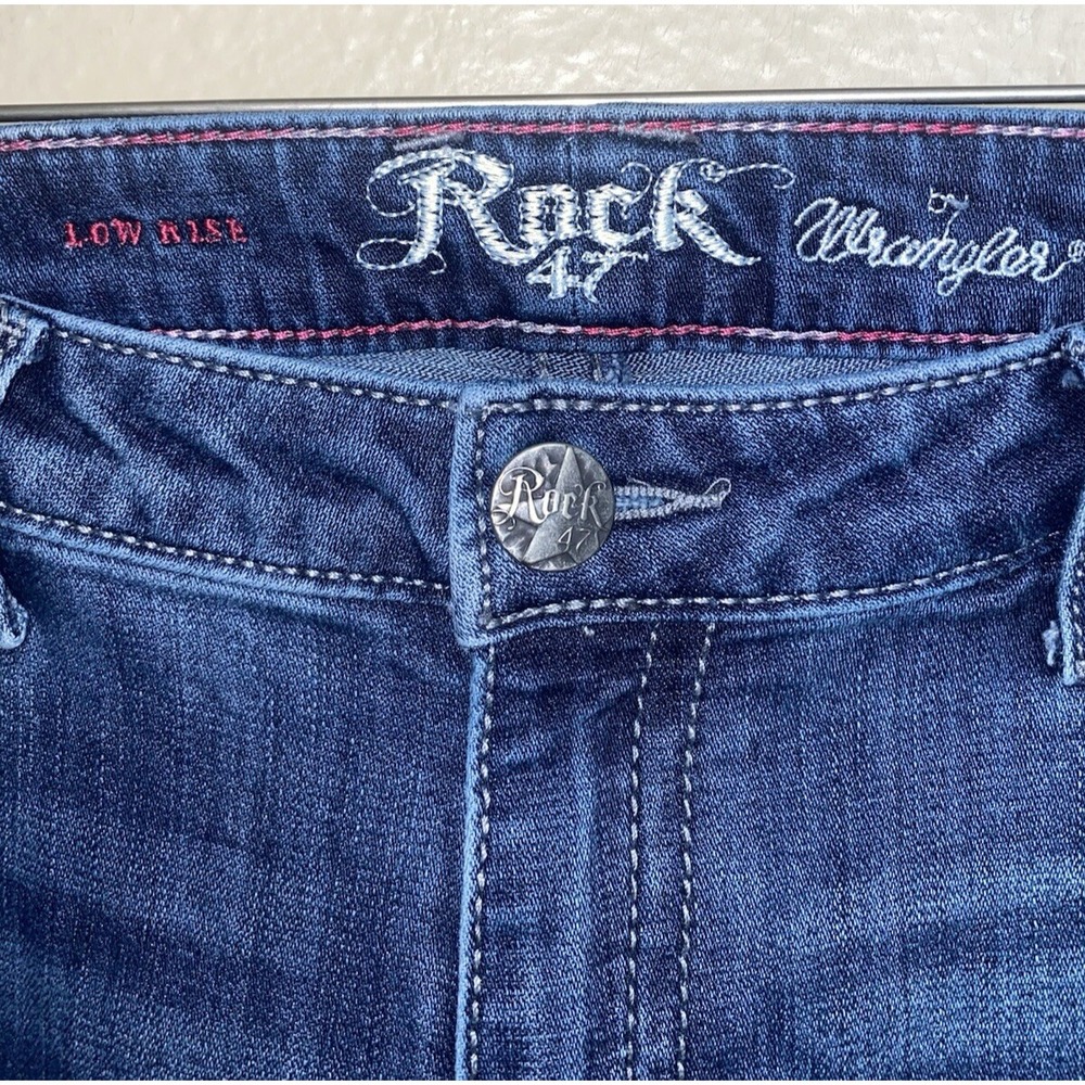 Wrangler Rock47 Jeans Western Low Rise Boot Cut Bling Cowgirl 31 X 34 Distressed - Picture 5 of 7